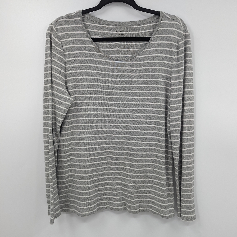 NEW DIRECTIONS Striped Sccopneck Long Sleeve Tee